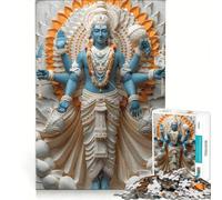 Rompecabezas para Adultos de 1000 Piezas Dios hindú Vishnu decoración de Pared de Juguete Divertido y con Humor cumpleaños y Navidad 38x26cm