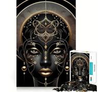 Rompecabezas para Adultos de 1000 Piezas,Diosa Africana Negra,Borde, Juego Inteligente,Regalo,Juego de Ocio navideño,Arte (50x75cm)
