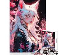 Rompecabezas para Adultos de 1000 Piezas Diosa Orejas de Zorro Juego Imposible Juguete Educativo antiestrés Que Mejora el Amor Entre Parejas (38x52cm)