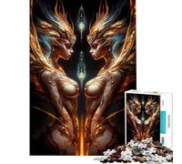 Rompecabezas para Adultos de 1000 Piezas Diosas Doradas - Juguetes antiestrés para Adultos Que mejoran la Memoria - Ideal para cumpleaños y Navidad (Tamaño 38x26cm)