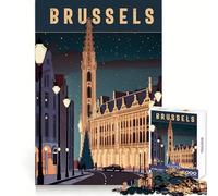 Rompecabezas para adultos de 1000 piezas,diseñado para viajes a Bruselas,Bélgica Un reto para el pensamiento Ideal para relajarse y disfrutar del tiempo libre Un regalo original y conmovedor (38x52cm)
