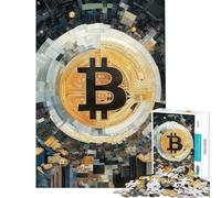 Rompecabezas para Adultos de 1000 Piezas diseño Abstracto de Bitcoin Juego desafiante Juguetes educativos decoración Perfecta Regalo Divertido (tamaño 50x75cm)