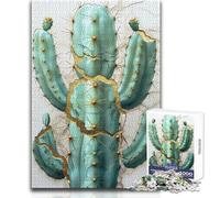 Rompecabezas para Adultos de 1000 Piezas, diseño Abstracto de Cactus Kintsugi, Juego Educativo Familiar, Obra de Arte, Regalo de cumpleaños, tamaño 38x26cm