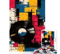 Rompecabezas para Adultos de 1000 Piezas diseño Abstracto de Discos de Vinilo Juguetes antiestrés Regalo de cumpleaños Juego Imposible Potencia el Amor en Pareja tamaño 38x26cm