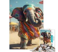 Rompecabezas para Adultos de 1000 Piezas diseño Abstracto de Elefante Juguete para decoración de Pared Mejora la Memoria Regalo de cumpleaños (38x26cm)