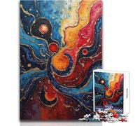 Rompecabezas para Adultos de 1000 Piezas, diseño Abstracto de espirales de Colores con Detalles Dorados Juguete Intelectual, Regalo para Mujeres, cumpleaños, tamaño 50x75cm