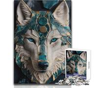 Rompecabezas para Adultos de 1000 Piezas, diseño Abstracto de Lobo Kintsugi, Juguete de Arte Intelectual, Regalo para Mujeres, cumpleaños, tamaño 38x52cm