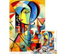 Rompecabezas para Adultos de 1000 Piezas diseño Abstracto de Mujer Juego Familiar decoración del hogar Juguetes DIY para Mejorar el Amor Entre Parejas (38x26cm)