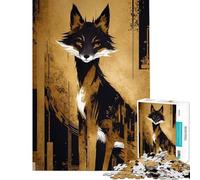 Rompecabezas para Adultos de 1000 Piezas diseño Abstracto de Zorro Negro Juguetes de decoración para el hogar desafío difícil Regalos para Amigos y Familiares (38x52cm)