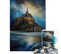Rompecabezas para Adultos de 1000 Piezas diseño Atemporal del Mont Saint Michel Juego práctico Juguete Intelectual Regalo para Hombres y Mujeres Ideal para aliviar el estrés (tamaño 50x75cm)