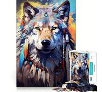 Rompecabezas para Adultos de 1000 Piezas,diseño Bohemio Espiritual de Lobo,articulaciones Finas,Divertido,Actividad Mental Inteligente,Juego Relajante, Tranquilo 50x75cm