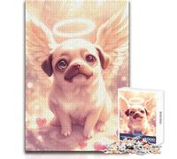 Rompecabezas para Adultos de 1000 Piezas, diseño de ángel Pug con halo y alas, Juguete Intelectual, decoración del hogar, Regalo de Amigo Secreto, tamaño 50x75cm
