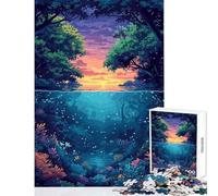 Rompecabezas para Adultos de 1000 Piezas diseño de Anime Bosque río Amanecer Juguetes antiestrés Regalos geniales y Juegos relajantes Entrena tu Cerebro y Tus Manos tamaño 50x75cm