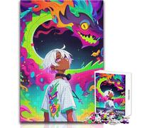 Rompecabezas para Adultos de 1000 Piezas, diseño de Anime de un niño con un dragón Colorido, Ideal para Juegos Familiares, una Obra de Arte, Regalo de Amigo Secreto, tamaño 38x52cm