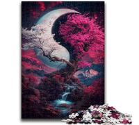 Rompecabezas para Adultos de 1000 Piezas, diseño de árbol de Cerezo Yin Yang, Ayuda a ejercitar el Cerebro, Juguetes adictivos para Cultivar la Paciencia, interacción Entre Padres e Hijos, 26x38cm