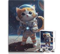 Rompecabezas para Adultos de 1000 Piezas, diseño de Astronauta y Gato Espacial, Divertido y Tranquilo, Juguete Artesanal de Bordes precisos de Primera Calidad, tamaño 38x26cm