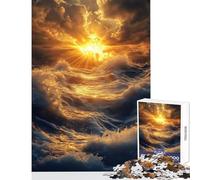 Rompecabezas para Adultos de 1000 Piezas diseño de Atardecer Dorado sobre Las Olas del océano Juguetes de decoración para el hogar Regalos para Amigos Secretos Juegos de relajación para completar