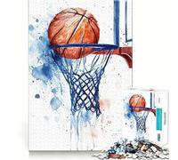 Rompecabezas para Adultos de 1000 Piezas,diseño de Baloncesto en Acuarela,Encaje, Juego Mental,Regalo de Juego Lento,Regalo de Arte navideño (38x52cm)