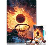 Rompecabezas para Adultos de 1000 Piezas, diseño de Baloncesto en Llamas, Ideal para Decorar el hogar, escritorios, 50x75cm