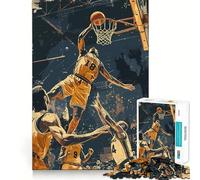 Rompecabezas para Adultos de 1000 Piezas,diseño de Baloncesto,Estilo Vintage, Bordes artísticos,Ideal para Jugar en Momentos de Ocio y divertirse en Navidad (38x26cm)