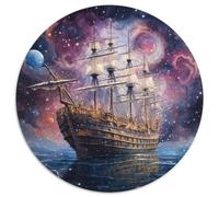 Rompecabezas para Adultos de 1000 Piezas, diseño de Barco Pirata galáctico, Redondo, de Papel, Juego Decorativo Que estimula el Cerebro, Juguete Interactivo Familiar (67,5 x 67,5 cm)