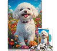 Rompecabezas para Adultos de 1000 Piezas, diseño de bichón frisé Blanco Feliz, Ayuda a ejercitar el Cerebro, Juguetes adictivos para Cultivar la Paciencia, Regalo de cumpleaños, 75x50cm