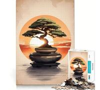Rompecabezas para Adultos de 1000 Piezas,diseño de bonsái al Atardecer,Encaje, Ideal para Jugar a concentrarse,Relajarse o como Regalo de cumpleaños 38x26cm