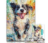 Rompecabezas para Adultos de 1000 Piezas diseño de Border Collie Feliz Ideal para aliviar el estrés Ideal para decoración del hogar 75x50cm