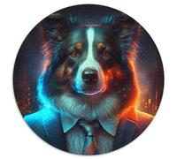 Rompecabezas para Adultos de 1000 Piezas, diseño de Border Collie, Redondo, Ideal para Juegos Familiares, decoración del hogar y Entrenamiento Cerebral, 67,5 x 67,5 cm.