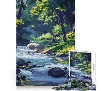 Rompecabezas para Adultos de 1000 Piezas,diseño de Bosque y río,Pixel Art,Ajuste, Juego Mental,Regalo,Juego fácil,decoración de cumpleaños 50x75cm