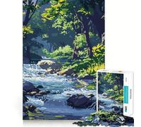 Rompecabezas para Adultos de 1000 Piezas,diseño de Bosque y río,Pixel Art,Bordes Finos,Ideal para Manualidades,Resolver Problemas,Relajarse,Jugar o divertirse en un cumpleaños (38x26cm)