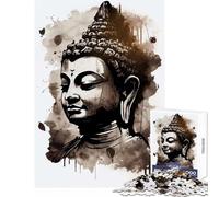 Rompecabezas para Adultos de 1000 Piezas diseño de Buda Consciente con Tinta Juguete Educativo Juego de ingenio Cada Pieza es única (tamaño 38x52cm)