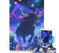 Rompecabezas para Adultos de 1000 Piezas, diseño de búfalo y Estrellas de Van Gogh, Ideal para decoración de Pared, interacción Entre Padres e Hijos, cumpleaños y Ocasiones