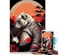 Rompecabezas para Adultos de 1000 Piezas,diseño de Bulldog samurái japonés,Bordes impecables,Divertido Juego de concentración Mental,Juego Tranquilo,decoración navideña,Regalo (38x52cm)