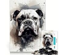 Rompecabezas para Adultos de 1000 Piezas,diseño de Bulldog,Tinta Negra,Corte preciso,Arte,Juego cognitivo,Juguete,Tiempo de Juego Relajante,decoración navideña para Pared (50x75cm)
