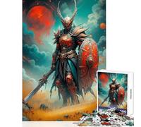 Rompecabezas para Adultos de 1000 Piezas diseño de Caballero Oscuro con Luna roja Pared Ideal para cumpleaños Juegos Familiares Ideal para decoración de Escritorio tamaño 50x75cm