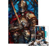 Rompecabezas para Adultos de 1000 Piezas diseño de Caballero paladín en vidriera Juego práctico y desafiante Toda la Familia (tamaño 38x52cm)