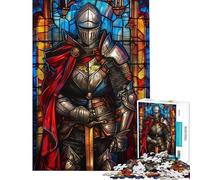 Rompecabezas para Adultos de 1000 Piezas diseño de Caballero paladín y vidrieras Ideal para decoración de Pared Corte de precisión cumpleaños (tamaño 38x52cm)