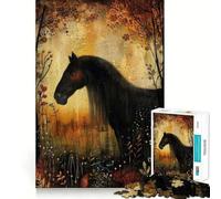 Rompecabezas para Adultos de 1000 Piezas,diseño de Caballo otoñal,Ajuste, Arte,lógica,Habilidad,Juego Lento, Tranquilo (50x75cm)
