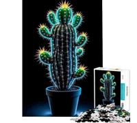 Rompecabezas para Adultos de 1000 Piezas diseño de Cactus neón Juego Familiar Juguetes adictivos para Cultivar la Paciencia Regalos para Mujeres Hombres y Actividades Familiares (tamaño 75x50cm)