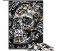 Rompecabezas para Adultos de 1000 Piezas, diseño de Calavera Negra y Dorada, para Mayores de 14 años Un Juego desafiante para Regalar a Toda la Familia y Amigos tamaño 50x75cm