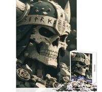 Rompecabezas para Adultos de 1000 Piezas diseño de Calavera vikinga con runas hogar Ideal como Juego Educativo descompresor Intelectual Tamaño: 38x52cm