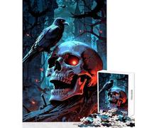 Rompecabezas para Adultos de 1000 Piezas diseño de Calavera y Cuervo misteriosos Juguetes antiestrés Regalo de cumpleaños Juego Imposible Potencia el Amor en Pareja tamaño 38x52cm