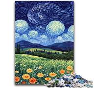Rompecabezas para Adultos de 1000 Piezas, diseño de Campos bajo el Cielo Nocturno, Ideal para aliviar el estrés, Pasar el rato en casa, decoración Mayores de 14 años, 50x75cm
