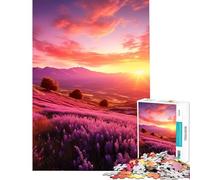 Rompecabezas para Adultos de 1000 Piezas diseño de Campos de Lavanda Juguetes antiestrés desafío difícil cumpleaños (38x26cm)