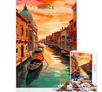 Rompecabezas para Adultos de 1000 Piezas diseño de Canal de Venecia Atardecer Viajes decoración del hogar Juguetes Regalo para cumpleaños Juegos Familiares Mejora el Amor en Pareja tamaño 38x26cm