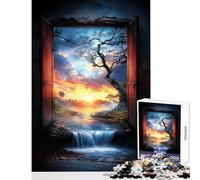 Rompecabezas para Adultos de 1000 Piezas diseño de Cascada al Atardecer Juguetes de Bricolaje Obra de Arte Regalo para Juego Educativo Mejora del Amor en Pareja tamaño 50x75cm