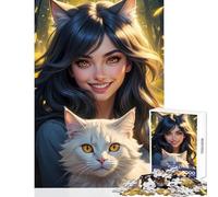 Rompecabezas para Adultos de 1000 Piezas diseño de Catgirl Anime antiestrés Mujeres y Hombres Juego Imposible Actividades Divertidas en casa tamaño 38x52cm