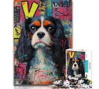 Rompecabezas para Adultos de 1000 Piezas, diseño de Cavalier King Charles Spaniel, Ideal como Juego Educativo, decoración de Pared, cumpleaños y Navidad, 26x38cm