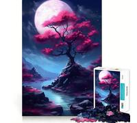 Rompecabezas para Adultos de 1000 Piezas,diseño de cerezos en Flor,río,Corte Premium,Juguete Inteligente para el Cerebro,diversión sin Preocupaciones, (50x75cm)